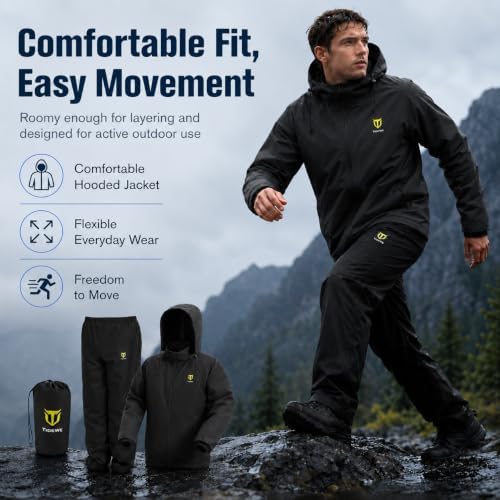 TIDEWE Rain Suit for Men, Waterproof Lightweight 2-Piece Rain Gear - Image 3