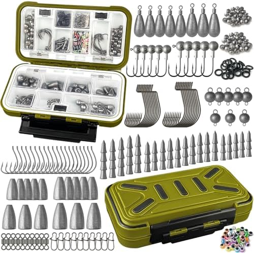Fishing Accessories Kit, 264/423PCS Fishing Tackle Box with Hooks, Weights, Sinkers for Bass Trout, Gifts for Men,Kids by VipfishFishing