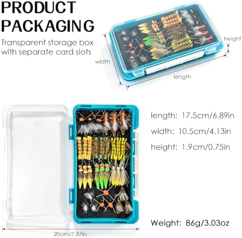 Fly Fishing Flies Kit Hand-Tied Dry Wet Flies Nymphs Streamers Assortment with Fly Box - Image 5