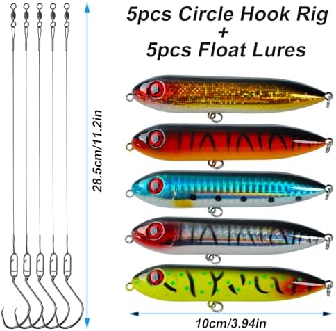 Catfish Rig, Demon Dragon Rattling Line Float Lure with Steel Leaders Circle Hooks Rigs, Bank Fishing Spook Rattle Float Santee Rig Catfishing Tackle - Image 2