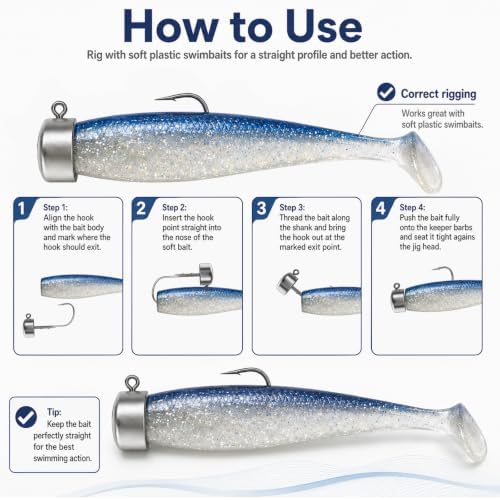 Ned Rig Jig Heads, Mushroom Stand-Up Jigs with Wire Bait Keeper, Finesse Fishing Hooks for Soft Plastics, Bass Walleye Tackle, 1.8g-7g (1/16oz-1/4oz) - Image 4