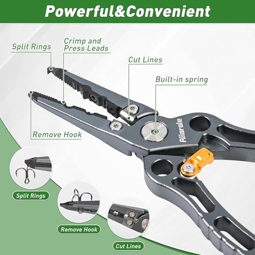 Fishing Pliers,Fish Lip Gripper & Scale Combo - Saltwater Resistant Fishing Tools Kit,Multitool Hook Remover and Split Ring Pliers with Sheath,Fishing Gear,Fishing Gifts for Men - Image 4