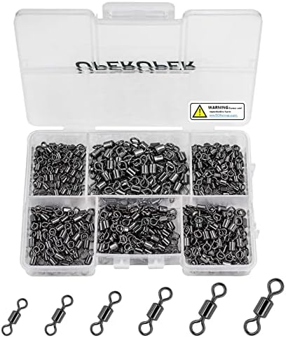 Fishing Barrel Swivels Kit, 300pcs Stainless Steel Rolling Bearing Snap Connector for Saltwater Freshwater Fishing#2#3#4#5#6#7 by UperUper