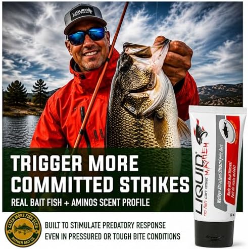 Liquid Mayhem Walleye Fish Attractant Gel 60 ml / 2 oz · 60 Uses – Real Anchovy Bait & Aminos | UV-Enhanced Long-Lasting Gel – All Lure Types - Image 2