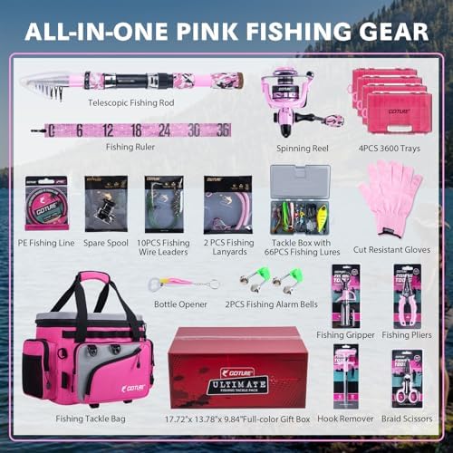 Goture Pink Fishing Rod and Reel Combos with Cooler Tackle Bag,6FT-9FT - Image 4