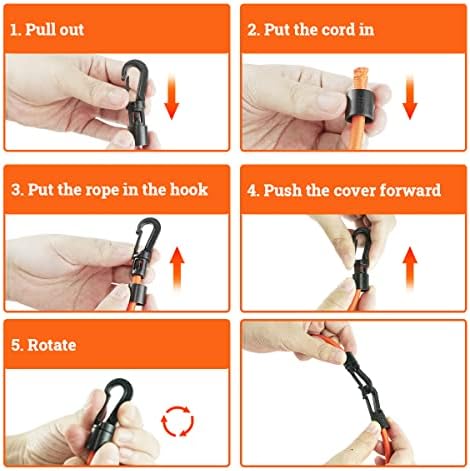 Kayak Deck Rigging Kit, Orange, 1/4" 9.8' Bungee Cord, - Image 6