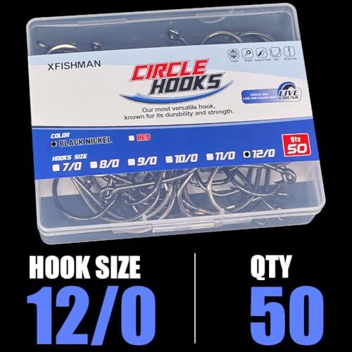 XFISHMAN Circle Hooks - Octopus Hooks Saltwater - 50 Pack #1 12/0 - Image 7