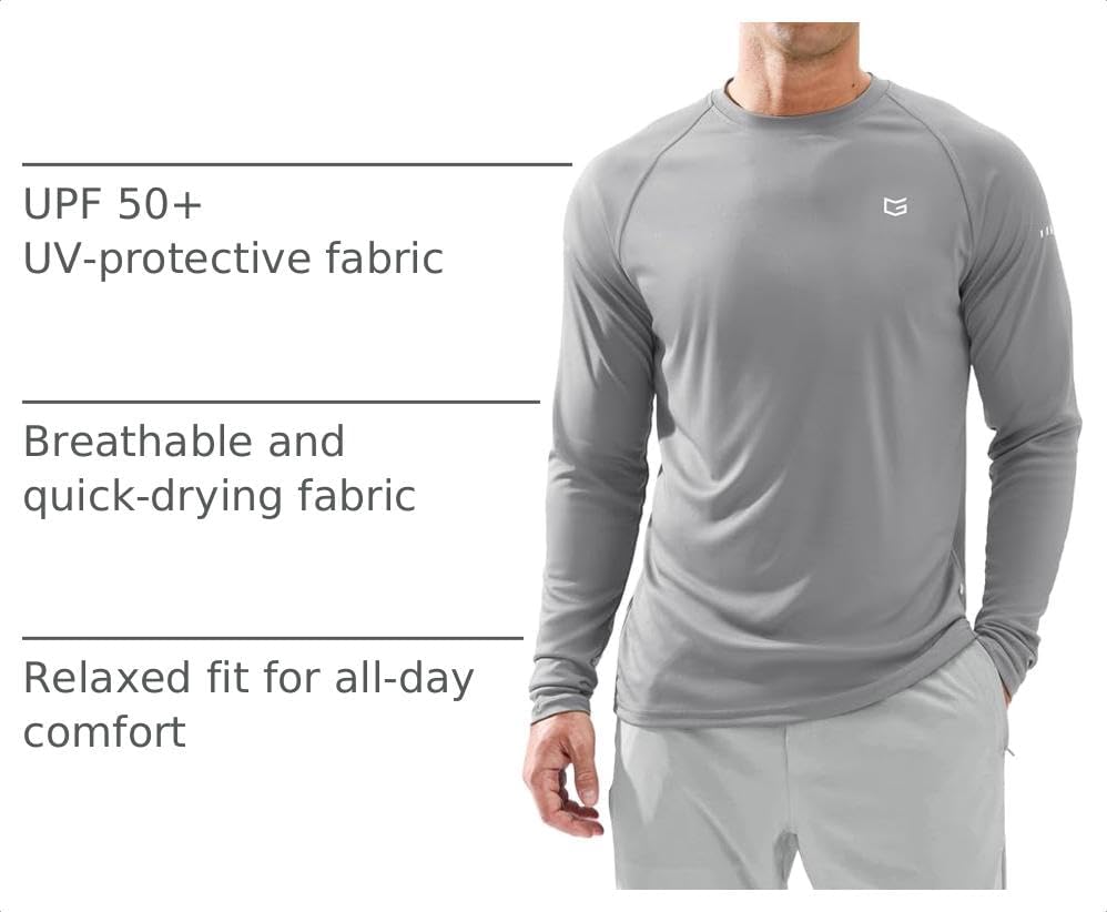 Men's Sun Protection Swim Long Sleeve UPF 50+ Rash Guard Lightweight Shirts - Image 4