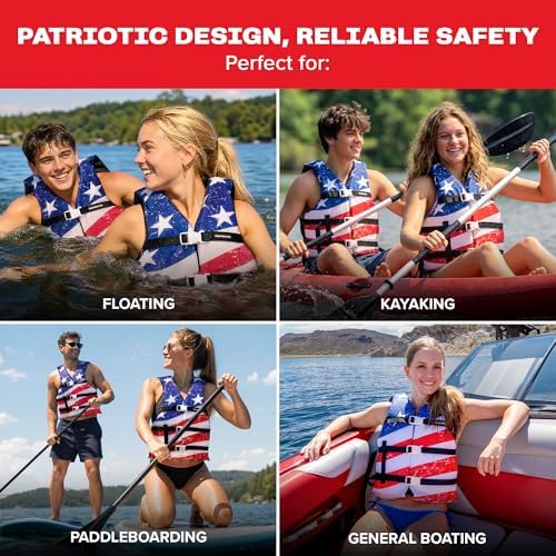 Sportstuff Stars & Stripes Life Jacket for Adults & Kids - USCG Approved Life Vest for Men, Women, Youth & Child, Open-Side Watersports Vest for Boating, Tubing & Swimming - Image 4