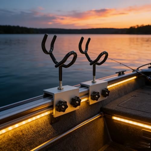 2 PCS Boat Fishing Rod Holders ，PVC Coated Steel, 90 Degree Boat Gunnet Track System BracketYacht Fishing Gear - Image 3