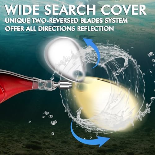 TRUSCEND Swim or Jig Fishing Spinner Baits for Freshwater and Saltwater, Rooster Tail Fishing Lures for Trout Bass Walleye Crappie Salmon Pike, Blade Bait with Copper Blade - Image 6