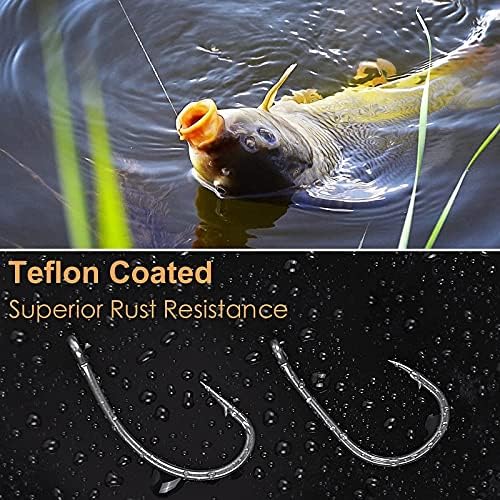 Carp Fishing Hooks Set, 160Pcs Barbed Curved Shank and Wide Gape Carp Hooks, Teflon Coarse Fishing Hooks Comes in Multiple Section Tackle Storage Box-Hook Size2, 4, 6, 8 - Image 4