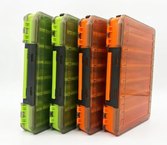 4 Packs- Double Sided Fishing Lure Boxes - 14 Compartment Large Lure Storage Box for Crankbait Squid Jig Fishing Tackle Organizer by Unknown