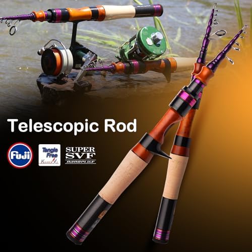 PURELURE Telescopic Fishing Rod Spinning & Casting Travel Rod Ultralight 5' - Image 6