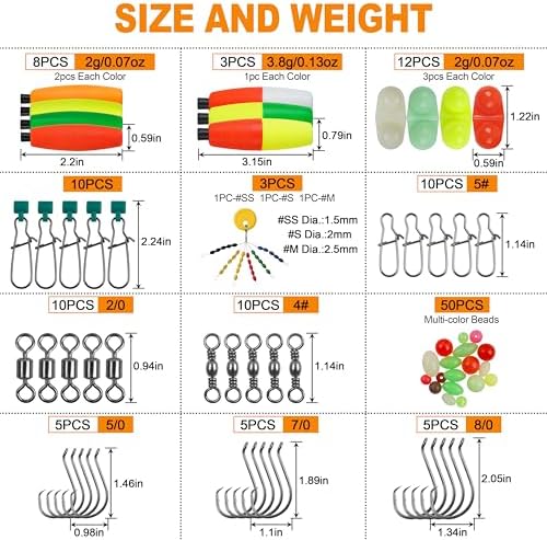 SILANON Catfish Rig Tackle Making Kit, Catfishing Tackle Accessories with Catfish Floats Catfish Hooks Swivels Fishing Rattles Bells Beads Bobber Stoppers Catfishing Gear Equipment - Image 2