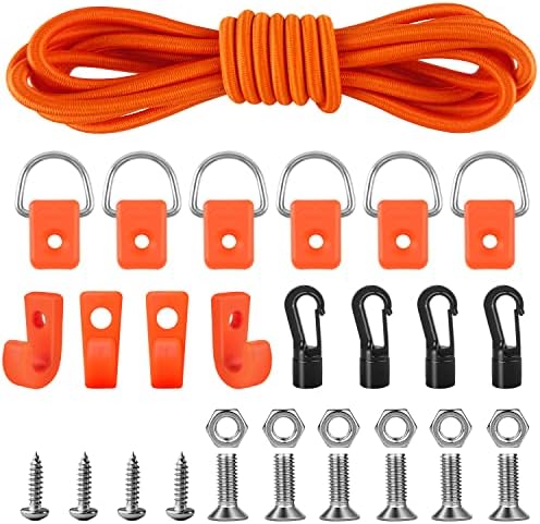Kayak Deck Rigging Kit, Orange, 1/4" 9.8' Bungee Cord, by HLOGREE
