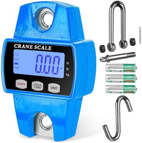 RoMech 660lb Digital Hanging Scale with Cast Aluminum Case, Handheld 300Kg Mini Crane Scale with Hooks for Farm Hunting Fishing Outdoor (Blue) by RoMech