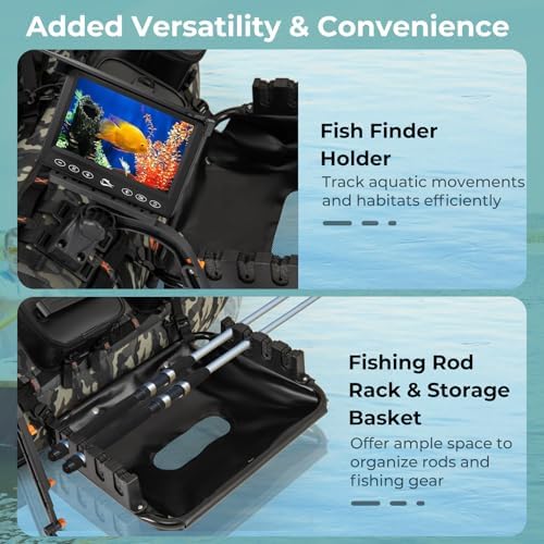 GYMAX Fishing Float Tube, Inflatable Belly Boat with Fish Finder Holder, Rod Rack, Fish Ruler, Manual Pump & Detachable Storage Boxes, Portable Backpack Float Tubes for Adults - Image 4