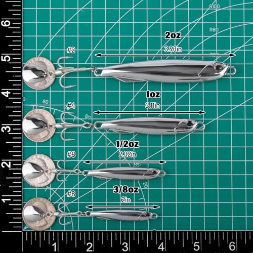 Dr.Fish 3 Pack Jigging Spoons Metal Casting Jigs Bladed Treble Hooks Saltwater Casting Spoons Surf Fishing Trolling Lures Vertical Diamond Jigs Mackerel Striper Bluefish Lures - Image 2