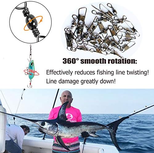 AGOOL Barrel Swivel Snap Kit - 50pcs Barrel Swivels with Safety Snaps High Strength Fishing Quick Connect Snap Swivels with Solid Ring Fishing Tackle Accessories Box Kit Size 4#,6#,8#,10#,12#,14# - Image 5
