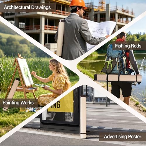 DEWEL Adjustable Poster Tube 24.5"-42", Telescoping Drawing Tube with Strap - Image 6