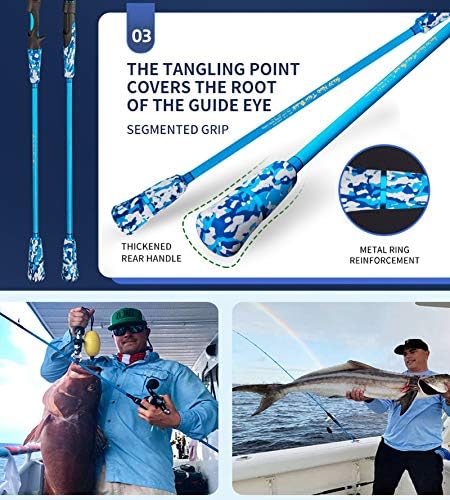 GOOFISH® Blue 6'6"(195cm) Solid Nano Tech Blank Saltwater Slow Pitch Jigging Rod PE3-6 Jig 150-500g - Image 3