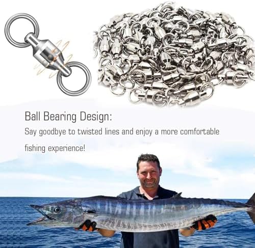 AMYSPORTS Ball Bearing Swivels Connector High Strength Stainless Steel Solid Welded Rings Barrel Swivels Saltwater Freshwater Fishing - Image 5