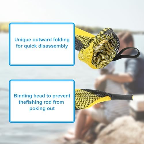 PATIKIL Rod Sock, Fishing Rod Sleeve Cover Braided Mesh Pole Protector Gloves Fishing Tools Pointed End for Spinning Fishing Rod Fly Rod Ice Rod Casting Rod - Image 6