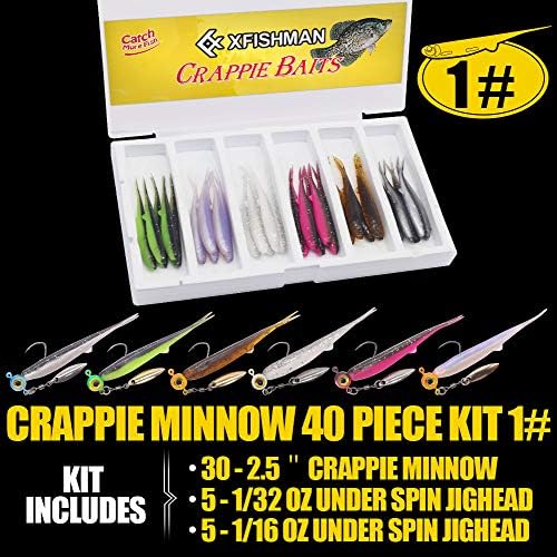 Crappie-Baits- Plastics-Jig-Heads-Kit-Shad-Minnow-Fishing-Lures-for Crappie-Panfish-Bluegill-40 &135 Piece Kit - Image 7