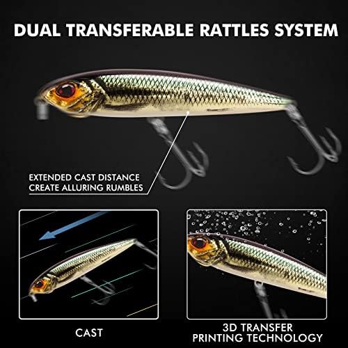 TRUSCEND Top Water Fishing Lures with BKK Hooks, Easy Catch Plopper Lure for Freshwater or Saltwater, Floating Lures for Bass, Pike, Catfish, Surface Wobble PoPobait Bass Baits Fishing Gifts for Men - Image 4