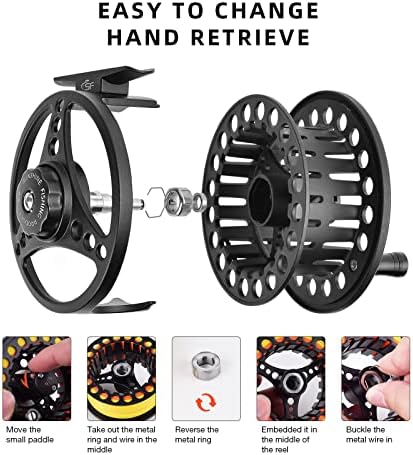 SF SF-001 Large Arbor Fly Fishing Reel with Aluminum Alloy Body 3/4wt 5/6wt 7/8wt Die Cast Pre-Loaded Fly Reel with Line Combo for Trout Bass Carp Pike Panfish - Image 4