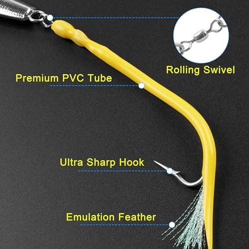 Saltwater Fishing Lures Diamond Jigs,3PCS Flat Metal Casting Jigging Spoon Baits with Teasers J Hooks for Surf Fishing Bluefish Striper Tuna Salmon Freshwater - Image 6