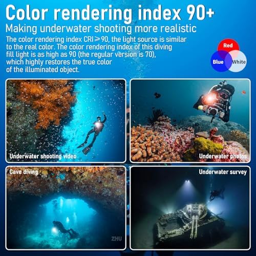 L15 10000 Lumens Underwater Video Light - 100m (330ft) Waterproof Dive Video Light with USB-C Charging, Professional Floodlight for Scuba Diving, Snorkeling & Underwater Photography - Image 5