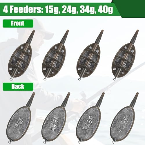 Carp Fishing Method Feeder Set, 4 Inline Method Feeders with 1 Quick Release Mould Carp Fishing Feeder Carp Fishing Equipment for Coarse Fishing & Efficient Baiting Tool Accessories - Image 3