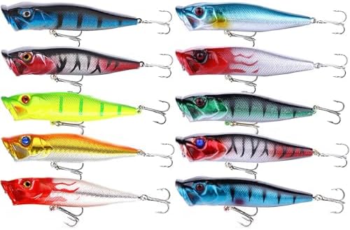 Popper Fishing Lures Topwater Hard Baits Swimbait with Treble Hook by FANGBLUE
