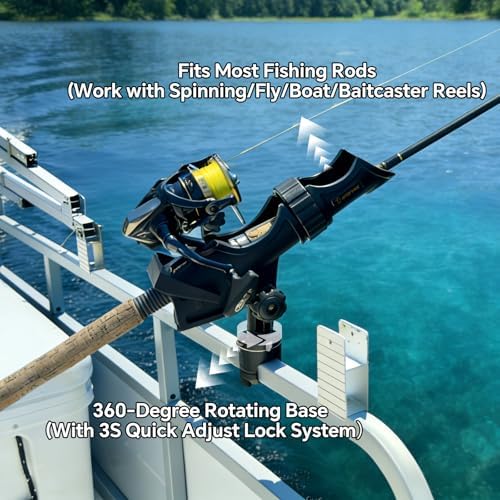 HITORHIKE Fishing Rod Holder Universal Fit Kit Allows for 360-degree Adjustment Kayak Fishing Boat Powerlock Rod Holder - Image 3