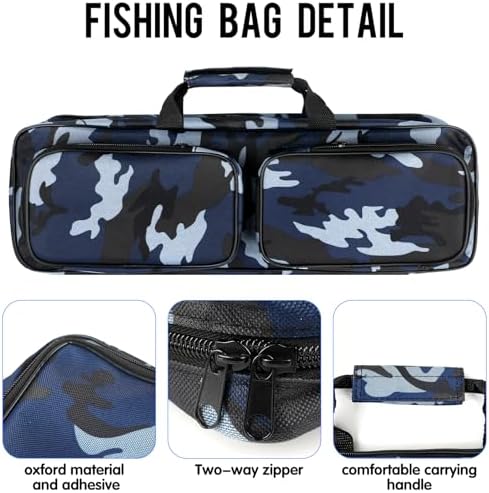 Fishing Tackle Carrier Bag with 2 Front Storage Pockets for Telescopic Rod - Image 3