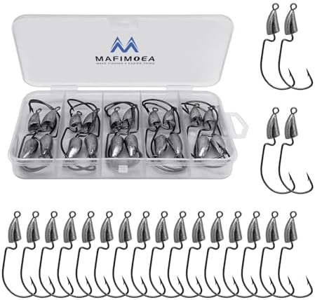 MAFIMOEA Bullet Jig Heads Weighted Texas Rig Hooks Swimbait Hooks Bass Crappie Walleye Trout Fishing Weedless Swimbait Jig Heads Saltwater Freshwater by MAFIMOEA
