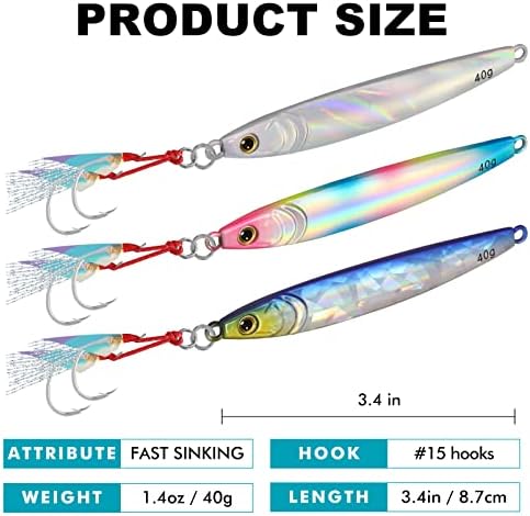 TRUSCEND Metal Fishing Jigs Lures with Hand-Polished, Colorfully Reflective Lead Fishing Spoons Glow Hard Swimbaits for Bass, Walleye, Trout, Salmon, Freshwater & Saltwater Fishing Gear Gifts for Men - Image 2