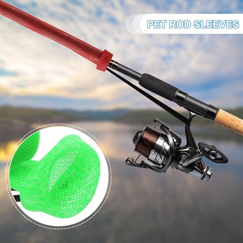 PATIKIL Rod Sock, Fishing Rod Sleeve Cover Braided Mesh Pole Protector Gloves Fishing Tools Pointed End for Spinning Fishing Rod Fly Rod Ice Rod Casting Rod - Image 5