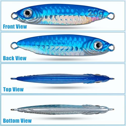 Saltwater Fishing Jigs Metal Jigging Spoon Long Casting Fishing Spoons Lures Jigging Fishing Lures Sinking Metal Spoon Vertical Slow Pitch Jigs with Assist Hook for Bass Salmon Trout - Image 6