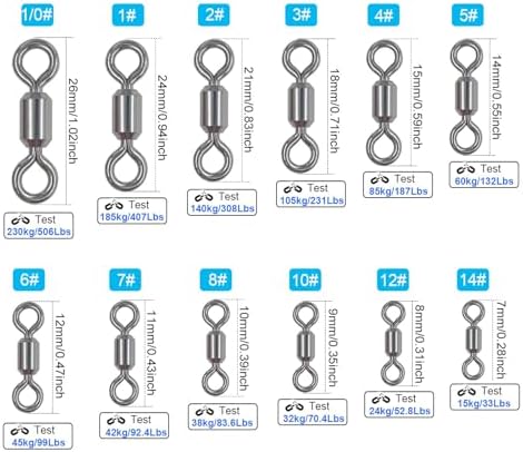 100 Pcs Fishing Swivels Saltwater, 100% 304 Stainless Steel Power Swivel Corrosion Resistance Barrel Swivels High Strength Freshwater Fishing Line Lure Leader Connectors - Image 5