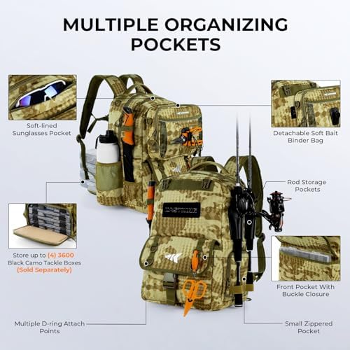 KastKing BaitSpace 50L Fishing Backpack with 4 Tackle Boxes, 2 Rod Holders - Image 4