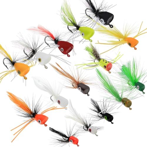Fly Fishing Poppers Dry Flies Topwater Lures Bass Trout Kit Pro XL by Ghanneey