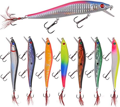 Fishing Lures Kit Crankbait Minnow Hard Bait Set Deep Diving Jerkbait Swimbait Popper Pencil Walleye Lures Artificial Fishing Bait for Bass Trout Redfish Saltwater Freshwater Fishing Lure by AGOOL