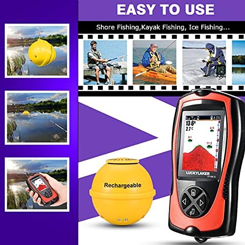 LUCKYLAKER Sonar Kayak Fish Finder Portable Water Handheld Depth Finder Boat Transducer Wireless Fish Finders Sea LCD Screen Fishing - Image 6