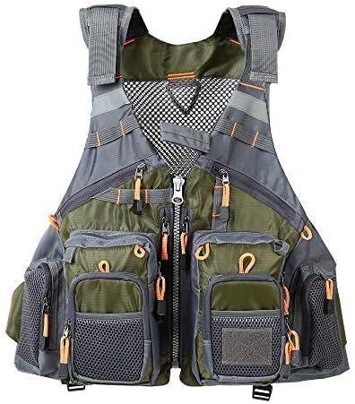 JKSPORTS Fly Fishing Vest - Fishing Safety Life Jacket for Swimming, Sailing, Boating, Kayak - Floating Multifunction Breathable Backpack for Men and Women - Adjustable, Grey/Green/Red/Blue by JK