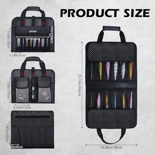 Goture Fishing Jig Bag, 34 Mesh Pocket Detachable Lure Storage Bag - Image 6