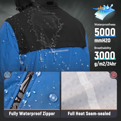 baleaf Men's Rain Jacket Waterproof Hood Lightweight Reflective Packable - Image 3