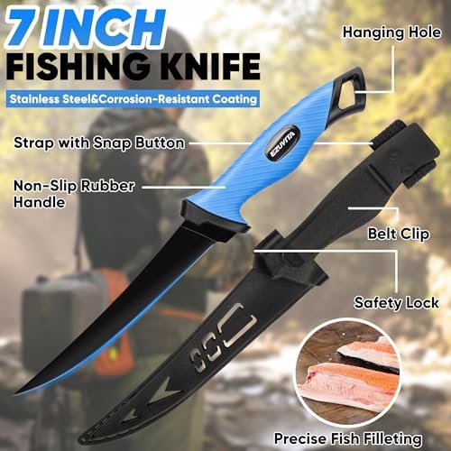 7-Piece Fishing Tool Kit with Pliers, Fillet Knife and Lip Gripper - Image 5